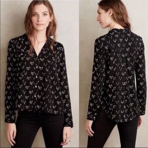 Maeve Anthropologie Button Down Cat Print Shirt 2
